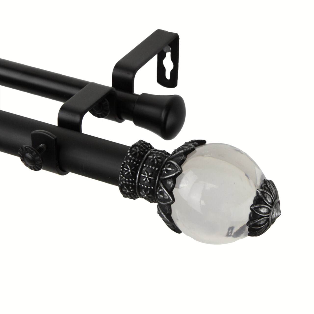 Rod Desyne Home Decorative Beam Double Curtain Rod 120-170 inch - Black